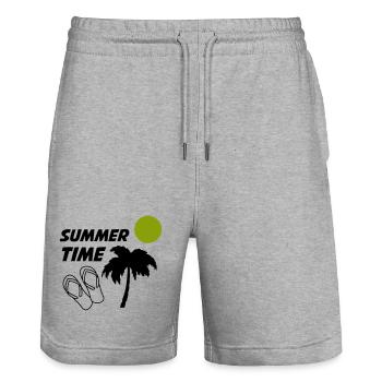Summertime - Stanley/Stella Trainer Unisex Organic Jogging Shorts - heather grey - Front - Nik (191cm) & Marisol (170cm)
