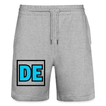 DE Initials Letters Logo - Stanley/Stella Trainer Unisex Organic Jogging Shorts - heather grey - Front - Nik (191cm) & Marisol (170cm)