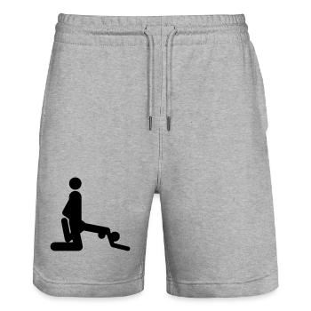 Bumsen von hinten /Garette - Stanley/Stella Unisex Bio Joggingshorts Trainer  - Grau meliert - Vorne - Nik (191cm) & Marisol (170cm)