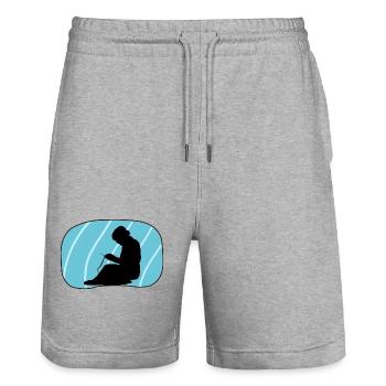 Häkeln Häklerin Nadel - Stanley/Stella Unisex Bio Joggingshorts Trainer  - Grau meliert - Vorne - Nik (191cm) & Marisol (170cm)