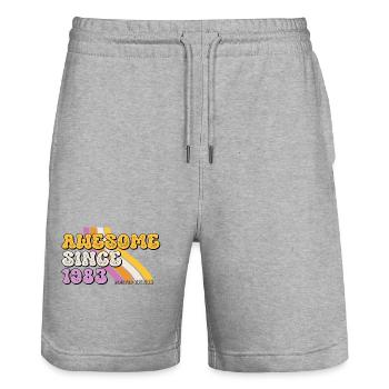 Großartig seit 1983 Retro Vintage Geburtstag - Stanley/Stella Unisex Bio Joggingshorts Trainer  - Grau meliert - Vorne - Nik (191cm) & Marisol (170cm)