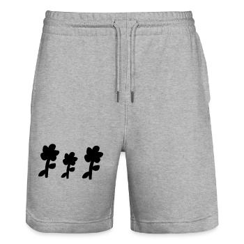 Three Flowers Shape Plants Flower Symbol - Stanley/Stella Trainer Unisex Organic Jogging Shorts - heather grey - Front - Nik (191cm) & Marisol (170cm)