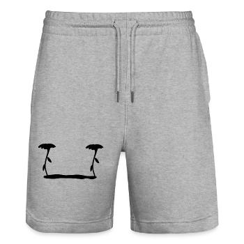 flower symbol blossom plant grass - Stanley/Stella Trainer Unisex Organic Jogging Shorts - heather grey - Front - Nik (191cm) & Marisol (170cm)