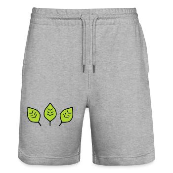 Plante trois feuilles feuille verte naturelle - Short de jogging bio TRAINER Stanley/Stella unisexe - gris chiné - Devant - Nik (191cm) & Marisol (170cm)