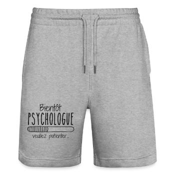 Profession Psychologist In progress Soon psychologist - Stanley/Stella Trainer Unisex Organic Jogging Shorts - heather grey - Front - Nik (191cm) & Marisol (170cm)
