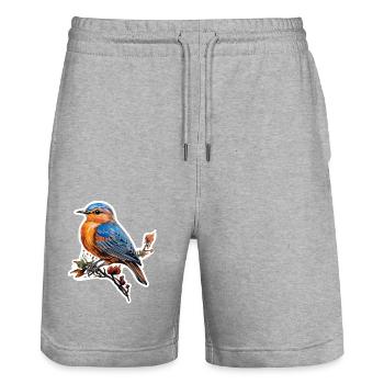Oiseau - Short de jogging bio TRAINER Stanley/Stella unisexe - gris chiné - Devant - Nik (191cm) & Marisol (170cm)
