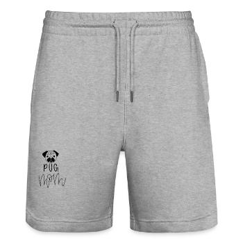 Dog Mom Pug | Mops - Stanley/Stella Unisex Bio Joggingshorts Trainer  - Grau meliert - Vorne - Nik (191cm) & Marisol (170cm)