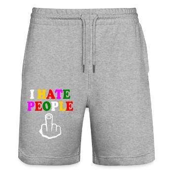 I hate people - Stanley/Stella Unisex Bio Joggingshorts Trainer  - Grau meliert - Vorne - Nik (191cm) & Marisol (170cm)