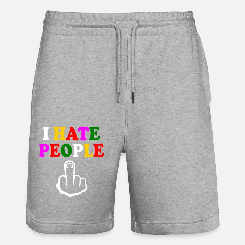 I hate people - Short de jogging bio TRAINER Stanley/Stella unisexe - gris chiné