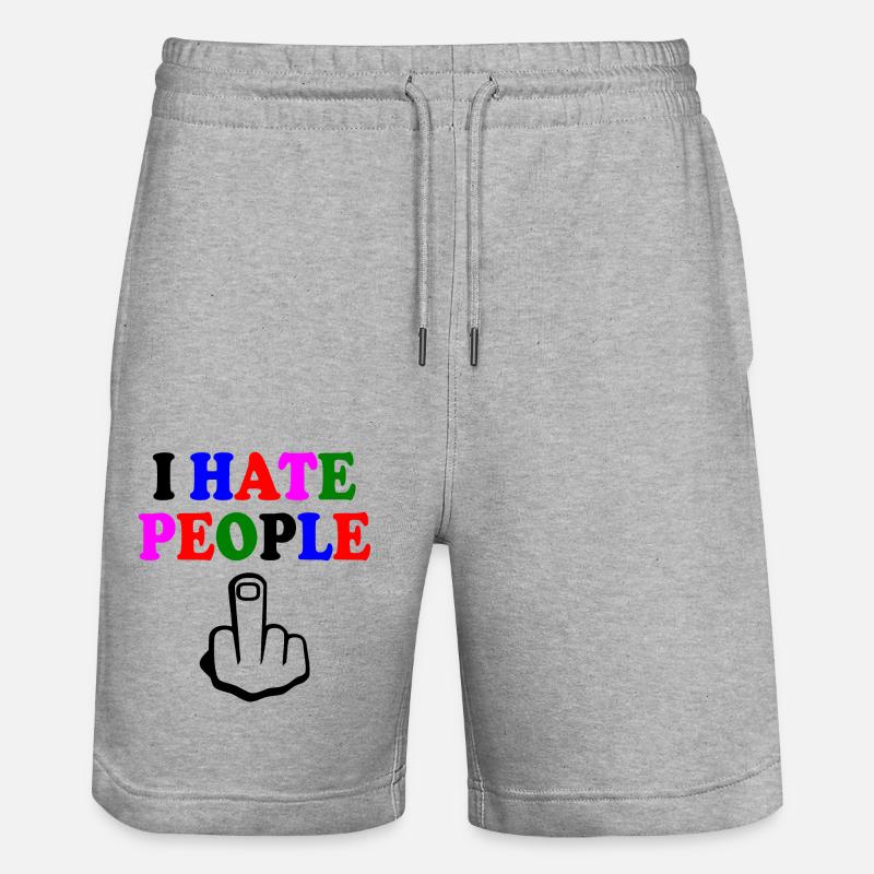 I hate people - Short de jogging bio TRAINER Stanley/Stella unisexe - gris chiné