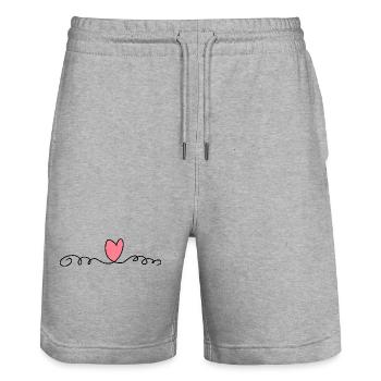 Herz rot linie symbol - Stanley/Stella Unisex Bio Joggingshorts Trainer  - Grau meliert - Vorne - Nik (191cm) & Marisol (170cm)