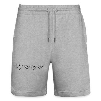 Quatre coeurs symbole amour - Short de jogging bio TRAINER Stanley/Stella unisexe - gris chiné - Devant - Nik (191cm) & Marisol (170cm)