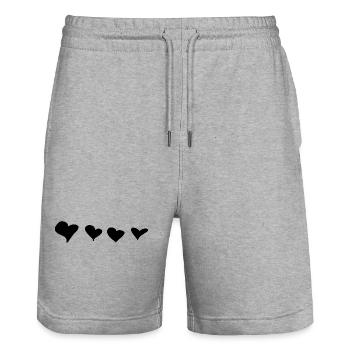 Quatre coeurs symbole amour coeur - Short de jogging bio TRAINER Stanley/Stella unisexe - gris chiné - Devant - Nik (191cm) & Marisol (170cm)