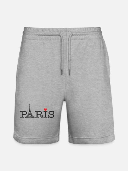 Paris Love - Stanley/Stella Trainer Unisex Organic Jogging Shorts - heather grey