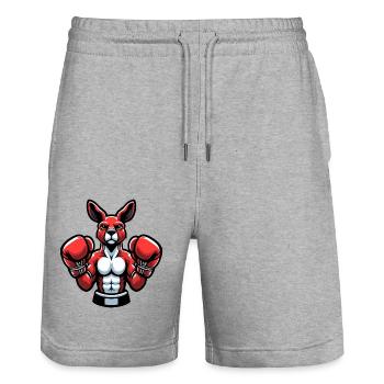 Boxendes Känguru - Stanley/Stella Unisex Bio Joggingshorts Trainer  - Grau meliert - Vorne - Nik (191cm) & Marisol (170cm)