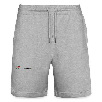 Icône rouge de la ligne de coeur - Short de jogging bio TRAINER Stanley/Stella unisexe - gris chiné - Devant - Nik (191cm) & Marisol (170cm)