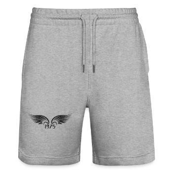 Original 1975 Vintage 1975 Gift 1975 Retro - Stanley/Stella Trainer Unisex Organic Jogging Shorts - heather grey - Front - Nik (191cm) & Marisol (170cm)