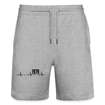 1979 Gift 1979 Retro 1979 Original 1979 Vintage - Stanley/Stella Trainer Unisex Organic Jogging Shorts - heather grey - Front - Nik (191cm) & Marisol (170cm)
