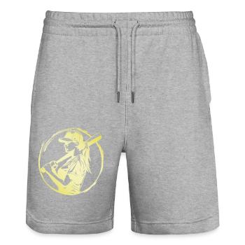 Baseball Woman - Stanley/Stella Trainer Unisex Organic Jogging Shorts - heather grey - Front - Nik (191cm) & Marisol (170cm)