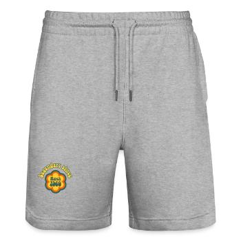 Legendary since March 1960's Birthday Retro Flower - Stanley/Stella Trainer Unisex Organic Jogging Shorts - heather grey - Front - Nik (191cm) & Marisol (170cm)