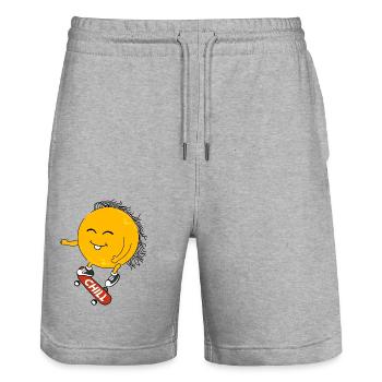 Sun on a skateboard - Stanley/Stella Trainer Unisex Organic Jogging Shorts - heather grey - Front - Nik (191cm) & Marisol (170cm)