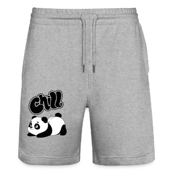 Panda and chill - Stanley/Stella Trainer Unisex Organic Jogging Shorts - heather grey - Front - Nik (191cm) & Marisol (170cm)