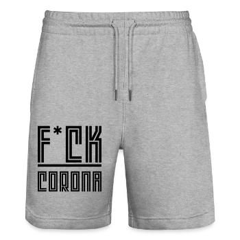 Fuck Corona - Stanley/Stella Trainer Unisex Organic Jogging Shorts - heather grey - Front - Nik (191cm) & Marisol (170cm)