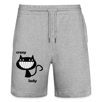 Crazy Cat Lady - Stanley/Stella Unisex Bio Joggingshorts Trainer  - Grau meliert - Vorne - Nik (191cm) & Marisol (170cm)