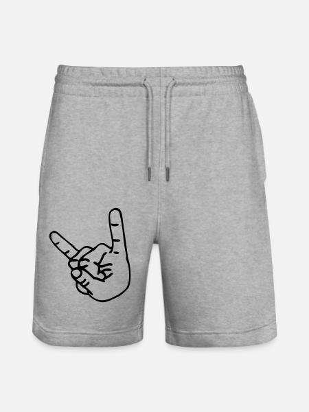 Pommesgabel für Headbanger - Stanley/Stella Unisex Bio Joggingshorts Trainer - Grau meliert