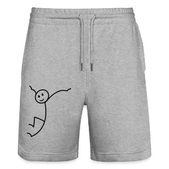 Strichmännchen - Stanley/Stella Unisex Bio Joggingshorts Trainer  - Grau meliert - Vorne - Nik (191cm) & Marisol (170cm)