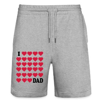 Ich liebe Papa - Stanley/Stella Unisex Bio Joggingshorts Trainer  - Grau meliert - Vorne - Nik (191cm) & Marisol (170cm)