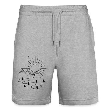 Cycling - Stanley/Stella Trainer Unisex Organic Jogging Shorts - heather grey - Front - Nik (191cm) & Marisol (170cm)