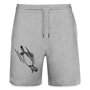 funny bird crash cool funny comic - Stanley/Stella Trainer Unisex Organic Jogging Shorts - heather grey - Front - Nik (191cm) & Marisol (170cm)