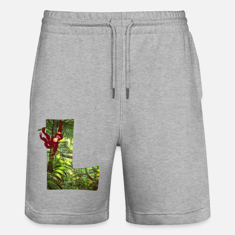 dschungel mit affe l - Stanley/Stella Unisex Bio Joggingshorts Trainer  - Grau meliert