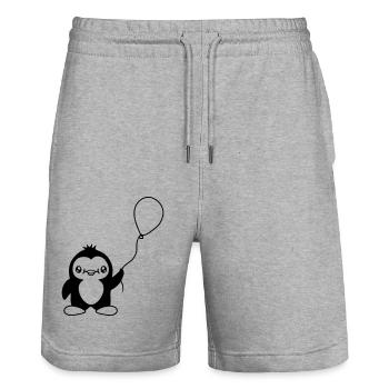 Ballon Enfant Pingouin - Short de jogging bio TRAINER Stanley/Stella unisexe - gris chiné - Devant - Nik (191cm) & Marisol (170cm)