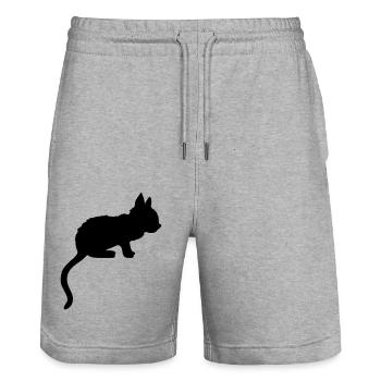 Silhouette Schatten niedliches Kätzchen - Stanley/Stella Unisex Bio Joggingshorts Trainer  - Grau meliert - Vorne - Nik (191cm) & Marisol (170cm)