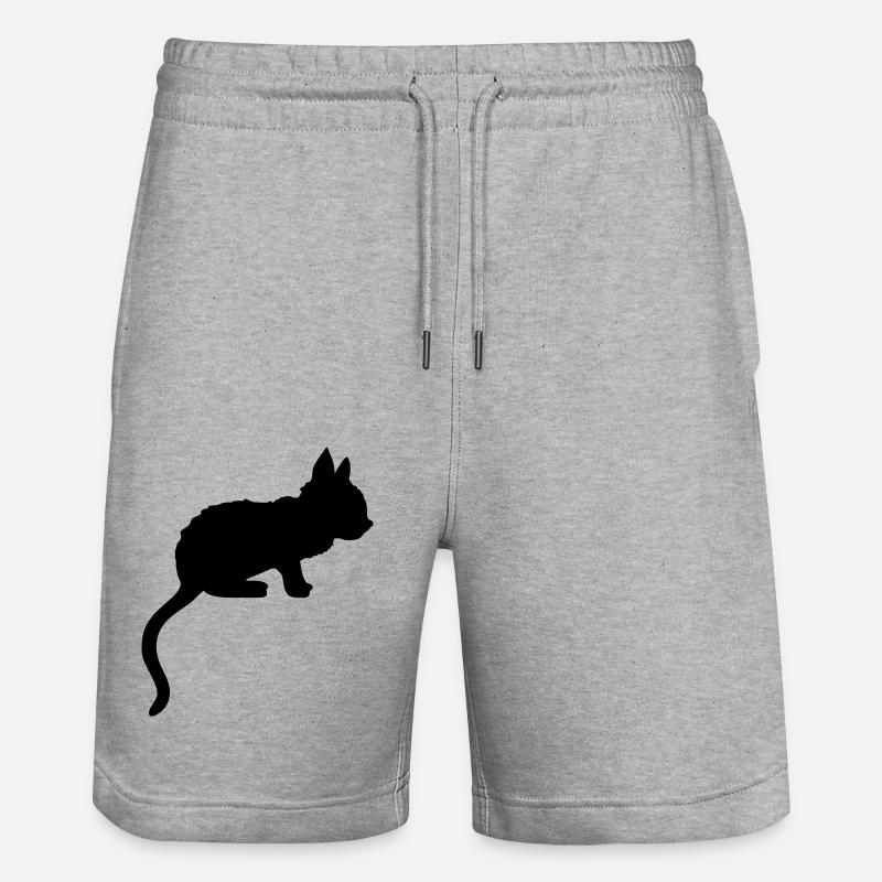 Silhouette shadow cute kitten - Stanley/Stella Trainer Unisex Organic Jogging Shorts - heather grey