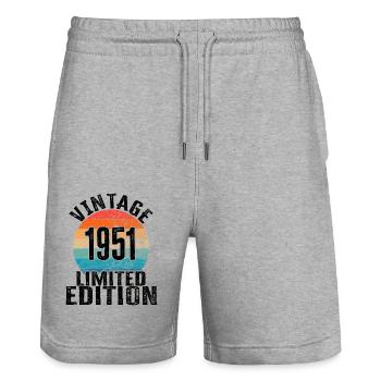 Geburtsjahr 1951 Vintage Limited Edition Retro - Stanley/Stella Unisex Bio Joggingshorts Trainer  - Grau meliert - Vorne - Nik (191cm) & Marisol (170cm)