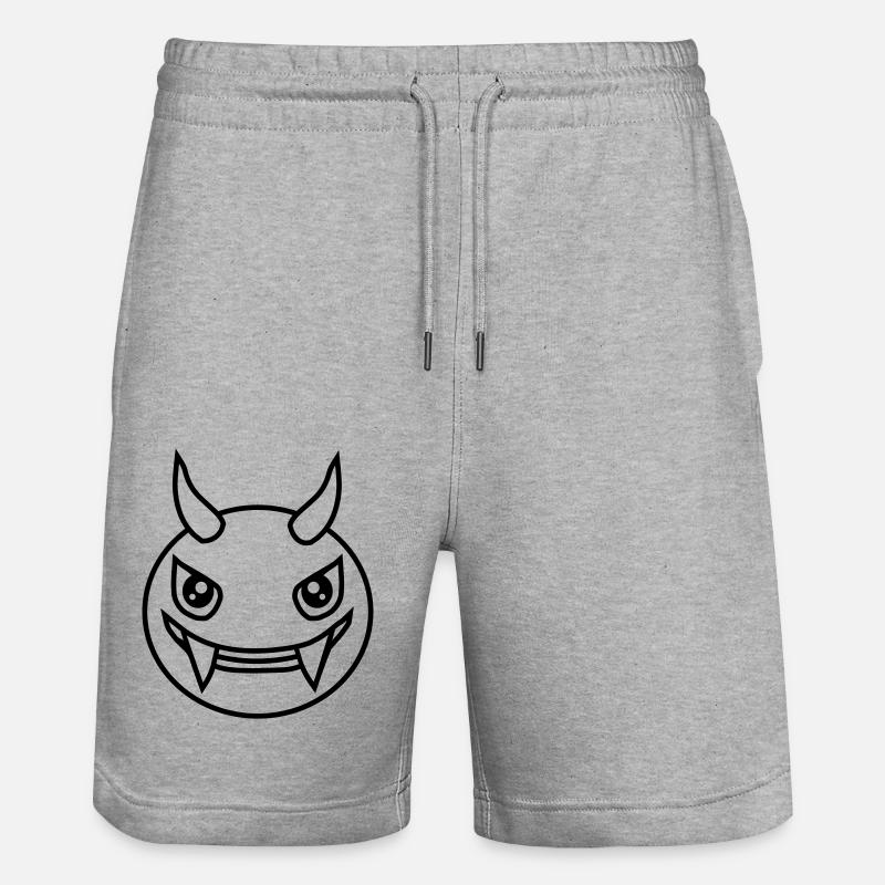 Monster Design Devil Face - Stanley/Stella Trainer Unisex Organic Jogging Shorts - heather grey