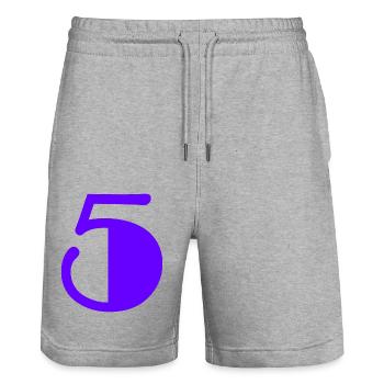 5 JAHRE. 5-JÄHRIGES JUBILÄUM. GEBURTSTAG 5 JAHRE. 5 - Stanley/Stella Unisex Bio Joggingshorts Trainer  - Grau meliert - Vorne - Nik (191cm) & Marisol (170cm)