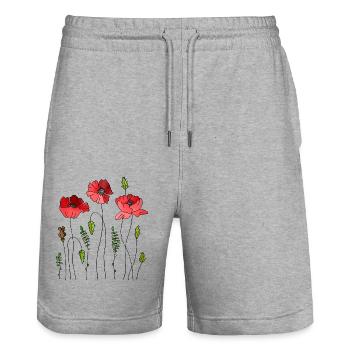 Fleur - Short de jogging bio TRAINER Stanley/Stella unisexe - gris chiné - Devant - Nik (191cm) & Marisol (170cm)