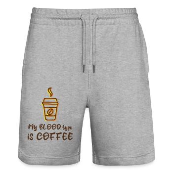 Meine Blutgruppe ist Kaffee - Stanley/Stella Unisex Bio Joggingshorts Trainer  - Grau meliert - Vorne - Nik (191cm) & Marisol (170cm)