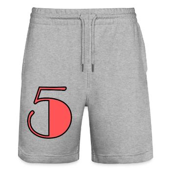 5 JAHRE. 5-JÄHRIGES JUBILÄUM. GEBURTSTAG 5 JAHRE. 5 - Stanley/Stella Unisex Bio Joggingshorts Trainer  - Grau meliert - Vorne - Nik (191cm) & Marisol (170cm)