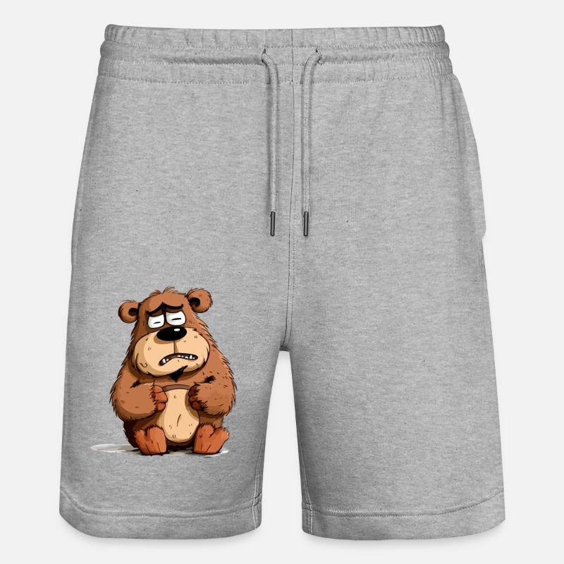 Jacky the grumpy bear - Stanley/Stella Trainer Unisex Organic Jogging Shorts - heather grey