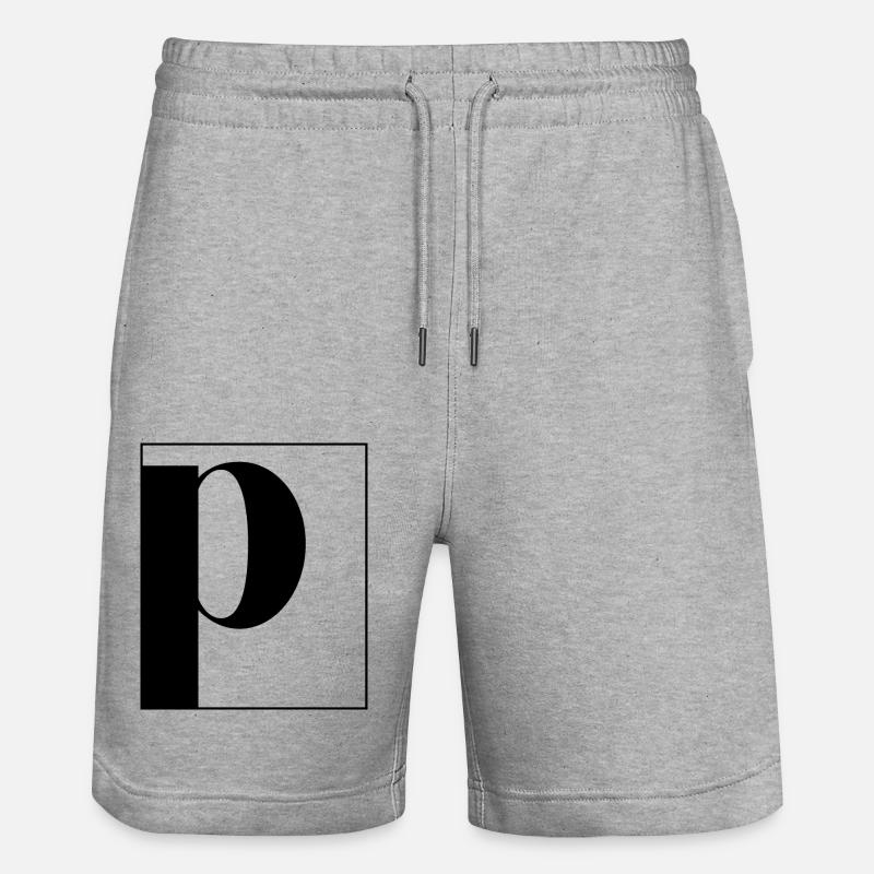 Lettre alphabet p - Short de jogging bio TRAINER Stanley/Stella unisexe - gris chiné