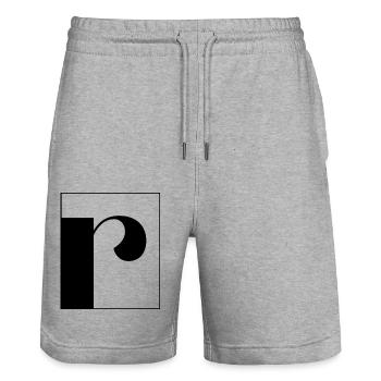 Letter alphabet r - Stanley/Stella Trainer Unisex Organic Jogging Shorts - heather grey - Front - Nik (191cm) & Marisol (170cm)