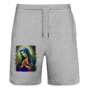Holly Mary Maria Madonna Mariana Virgin Mary Holy - Stanley/Stella Trainer Unisex Organic Jogging Shorts - heather grey - Front - Nik (191cm) & Marisol (170cm)