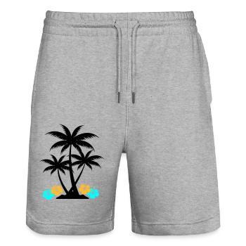 palme hibiskus - Stanley/Stella Unisex Bio Joggingshorts Trainer  - Grau meliert - Vorne - Nik (191cm) & Marisol (170cm)