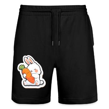 Graffiti de lapin ludique - Short de jogging bio TRAINER Stanley/Stella unisexe - noir - Devant - Nik (191cm) & Marisol (170cm)
