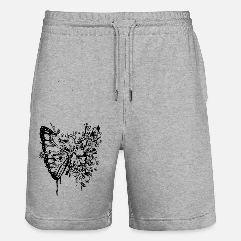 Branches d’arbres papillon - Short de jogging bio TRAINER Stanley/Stella unisexe - gris chiné
